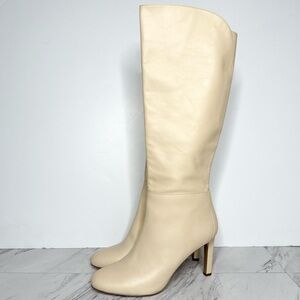 Sam Edelman Shauna Eggshell Leather Tall Heeled Boot 10 1/2 M